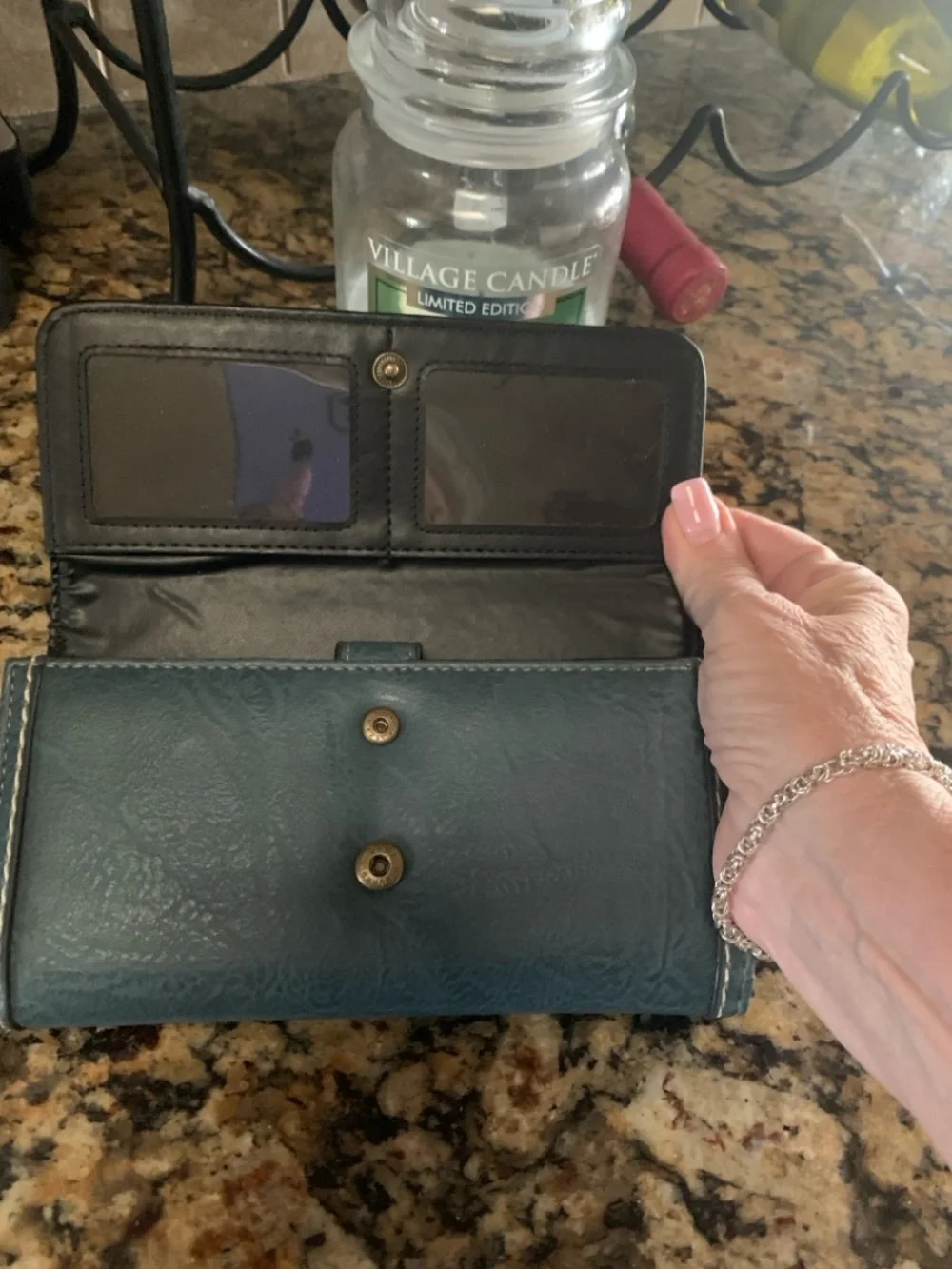 b.o.c. Blue Tooled Floral Leather Wallet
